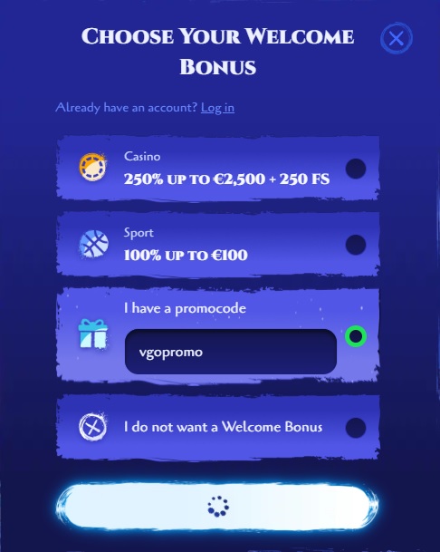 Spinight 프로모 코드(VGOPROMO) 사용 방법